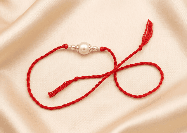 Single Moti Silver Rakhi