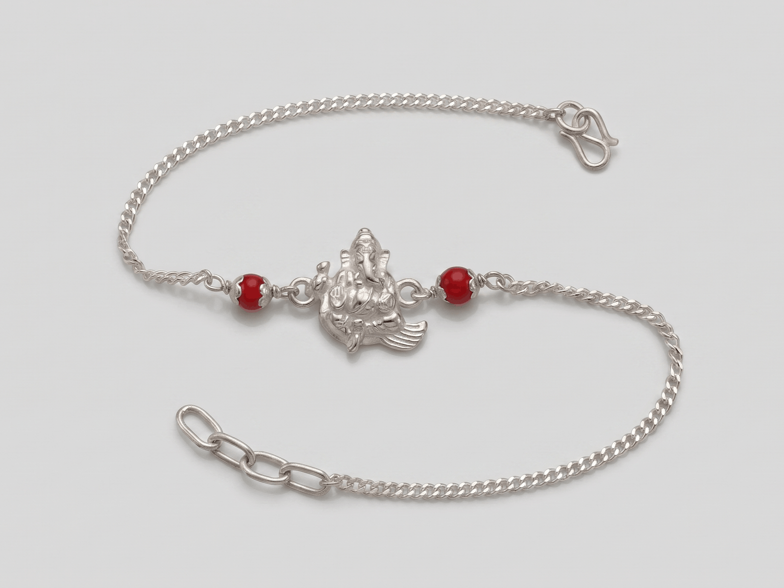 Divine Silver Ganesha Curb Chain Rakhi