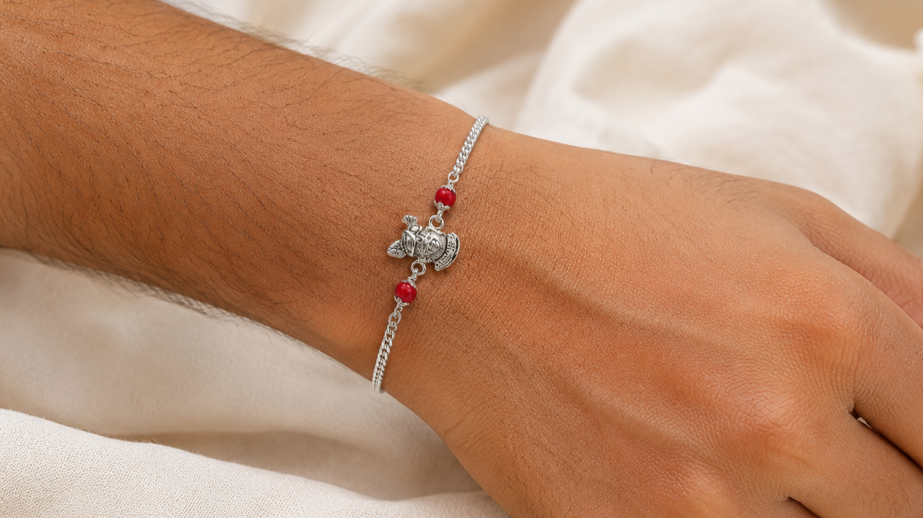 Shrinathji Divine Grace Silver Rakhi