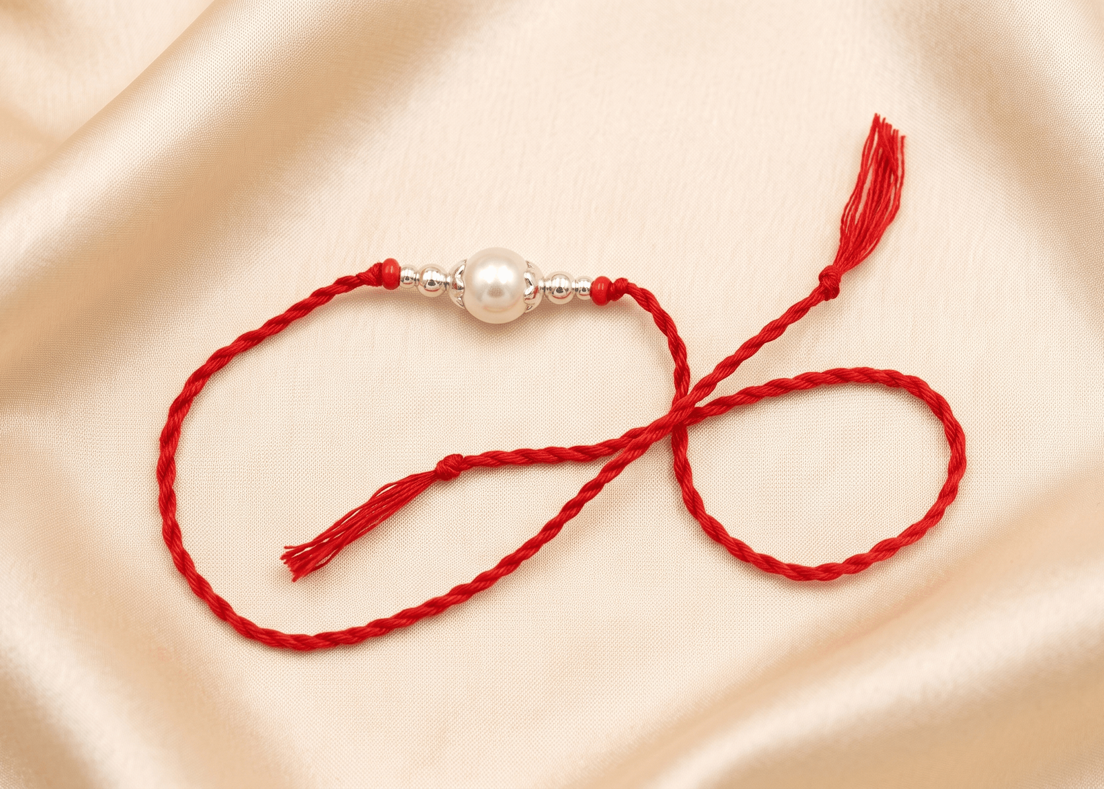 Single Moti Silver Rakhi
